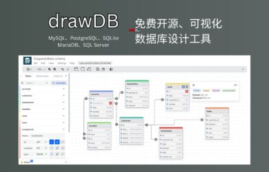 drawDB - 免费开源，在线可视化数据库拖拽设计工具，支持 MySQL、PostgreSQL、SQLite 等 19