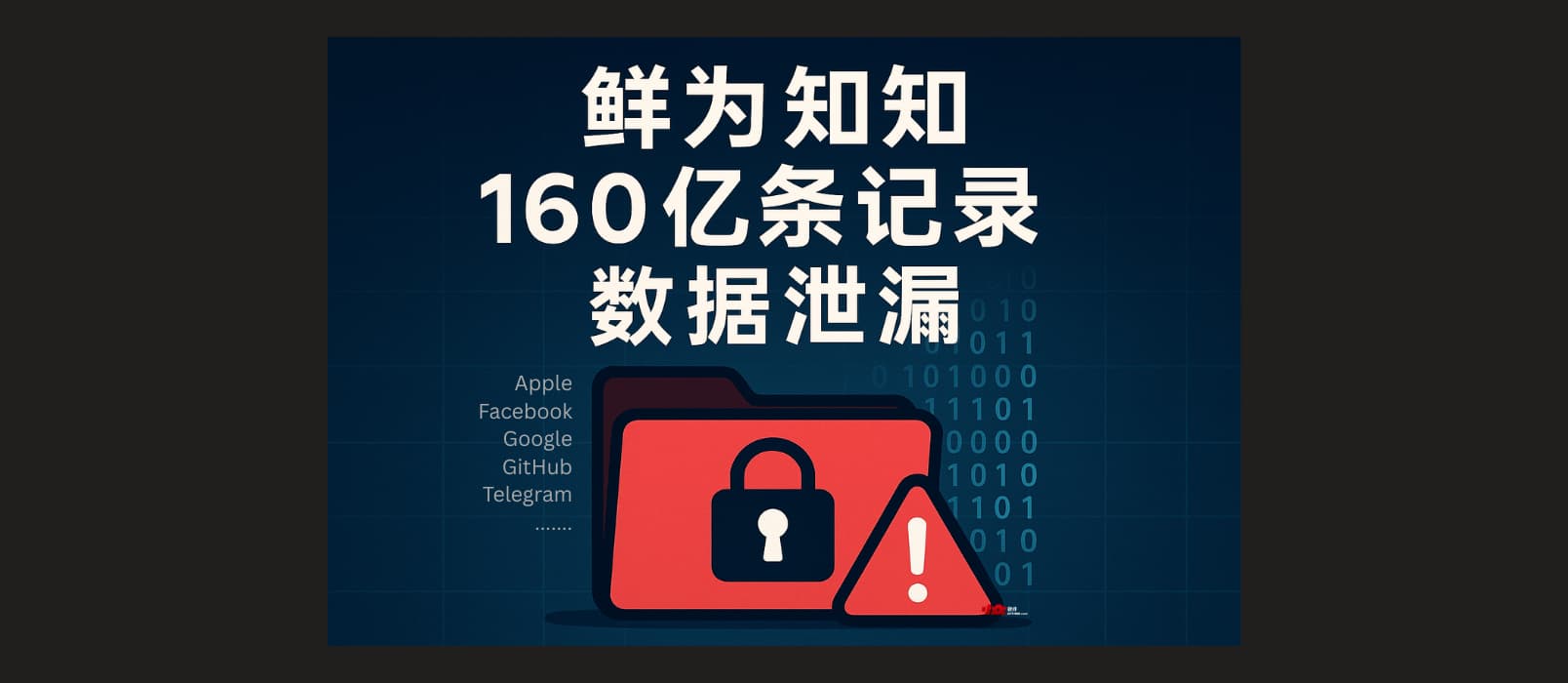 又是 Cyber​​news！鲜为人知的 160 亿条记录数据泄露事件，涉及苹果、Facebook、Google、GitHub、Telegram…