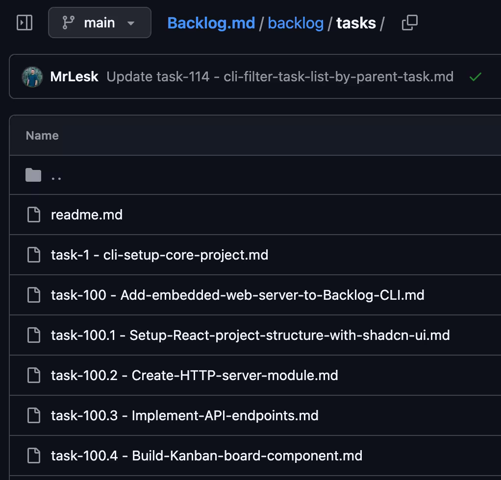 Backlog.md - 在 git 仓库中用 .md 生成并管理项目看板 2