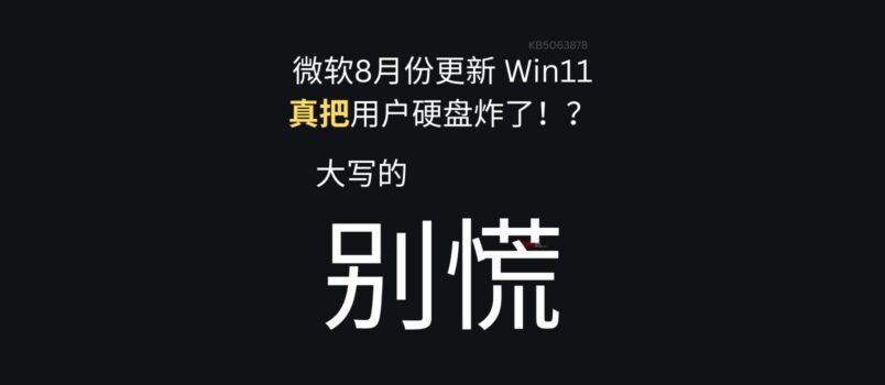 微軟8月份更新 Win11，真把用戶的 1TB 硬盤炸了？還能搶救嗎？KB5063878 3
