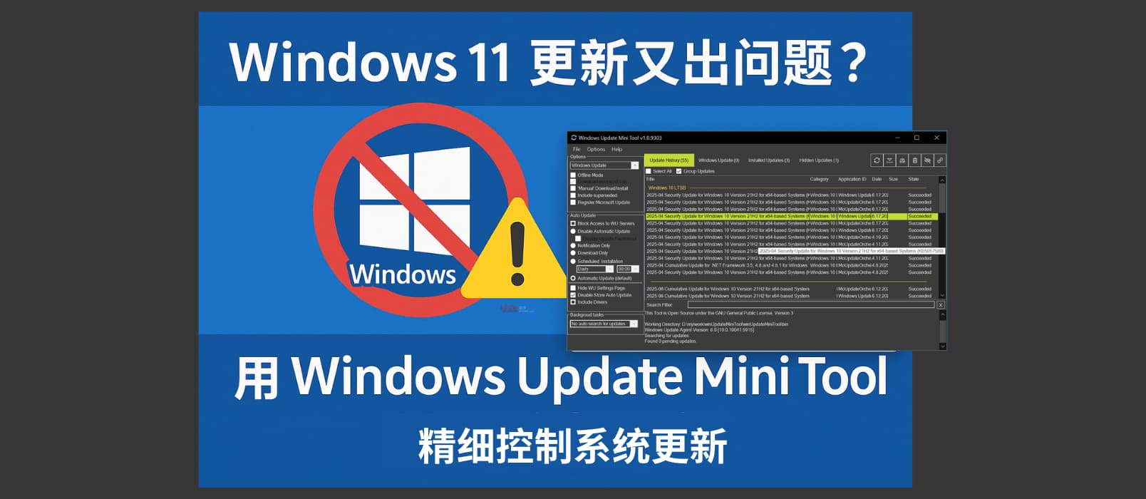 Windows 11 更新又出问题？用 Windows Update Mini Tool 更精细的控制更新