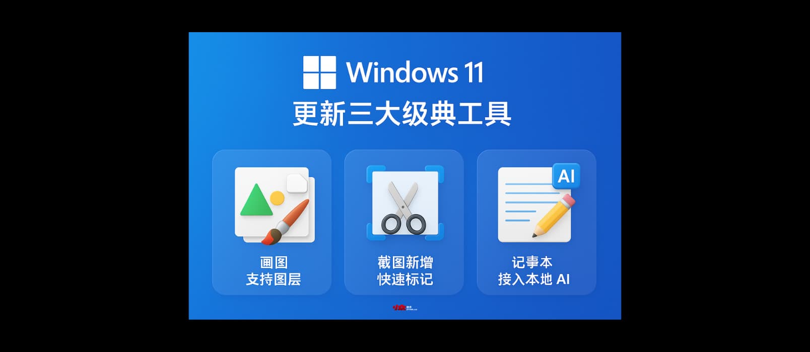 Windows 11 更新三大经典工具：画图支持图层文件、截图新增快速标记、记事本接入本地AI